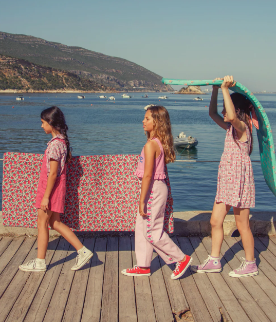 Piupiuchick | Tuinbroek indigo stripes pink