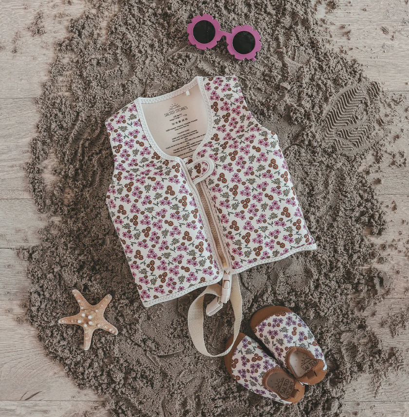 Salted Stories | Zwemvest Sparkly Flowers White Swan