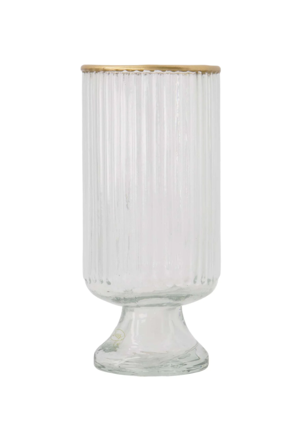 Zusss | Tafelvaas s op voet glas ribbel