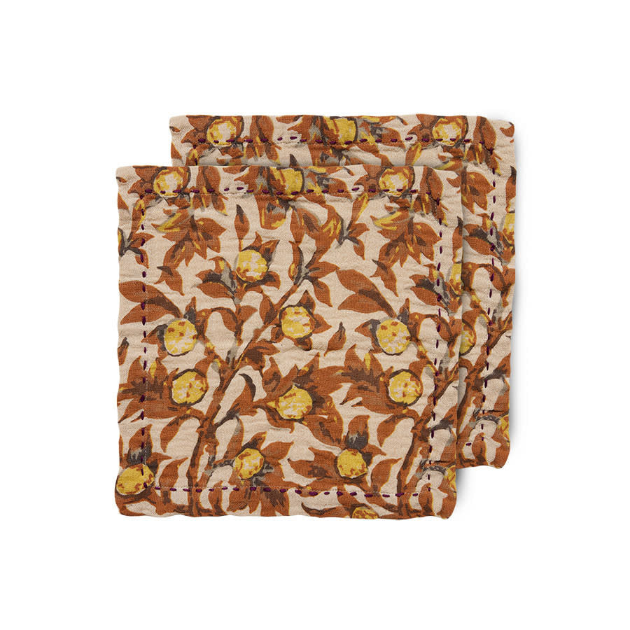 HK Living | Katoenen servetten mediterranean tangerine set van 2