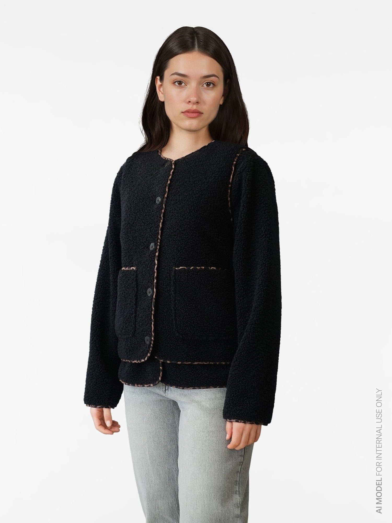 Vila | Gilet Ada teddy black leopard