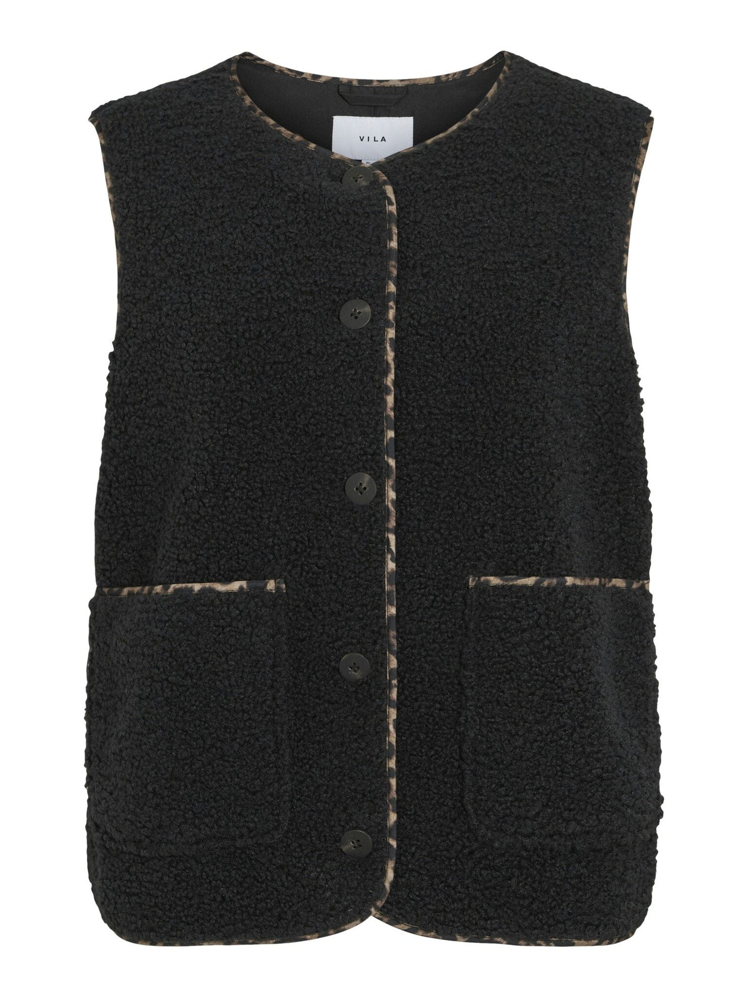 Vila | Gilet Ada teddy black leopard