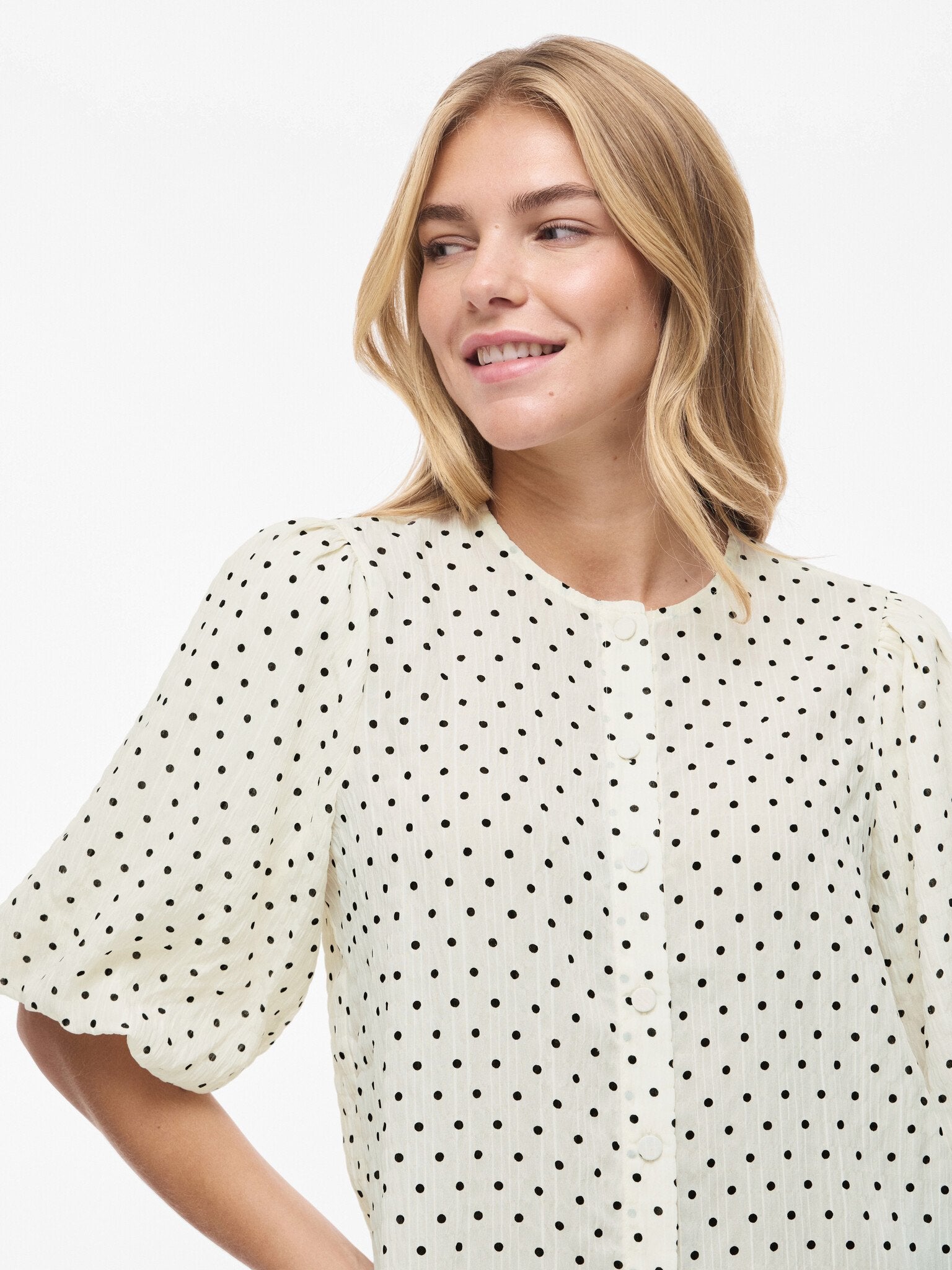 Vila | Top Ea cloud dancer black dots