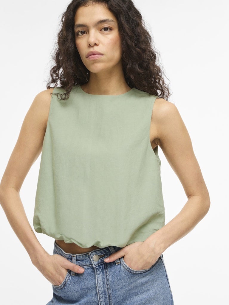 Vila | Top Prisilla smoke green