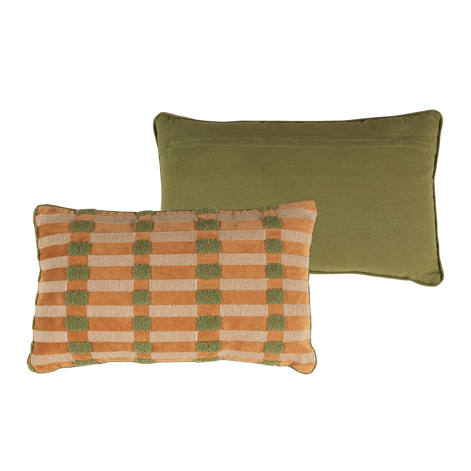Woood | Kussen Vola rechthoek green/orange