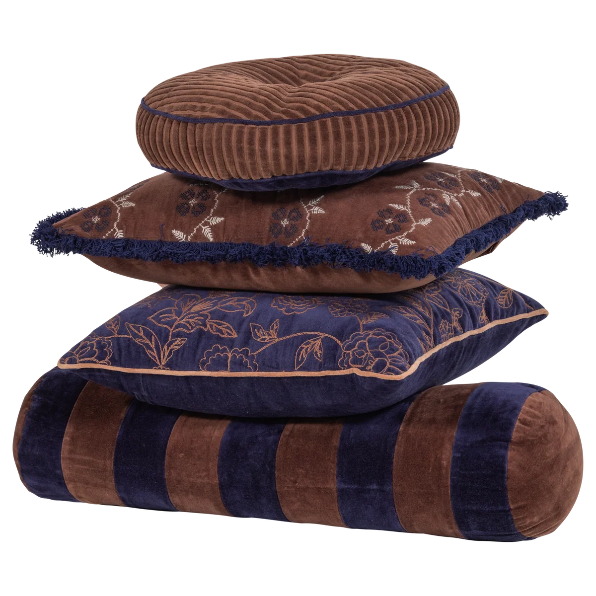 Woood | Kussen Niva brown/blue