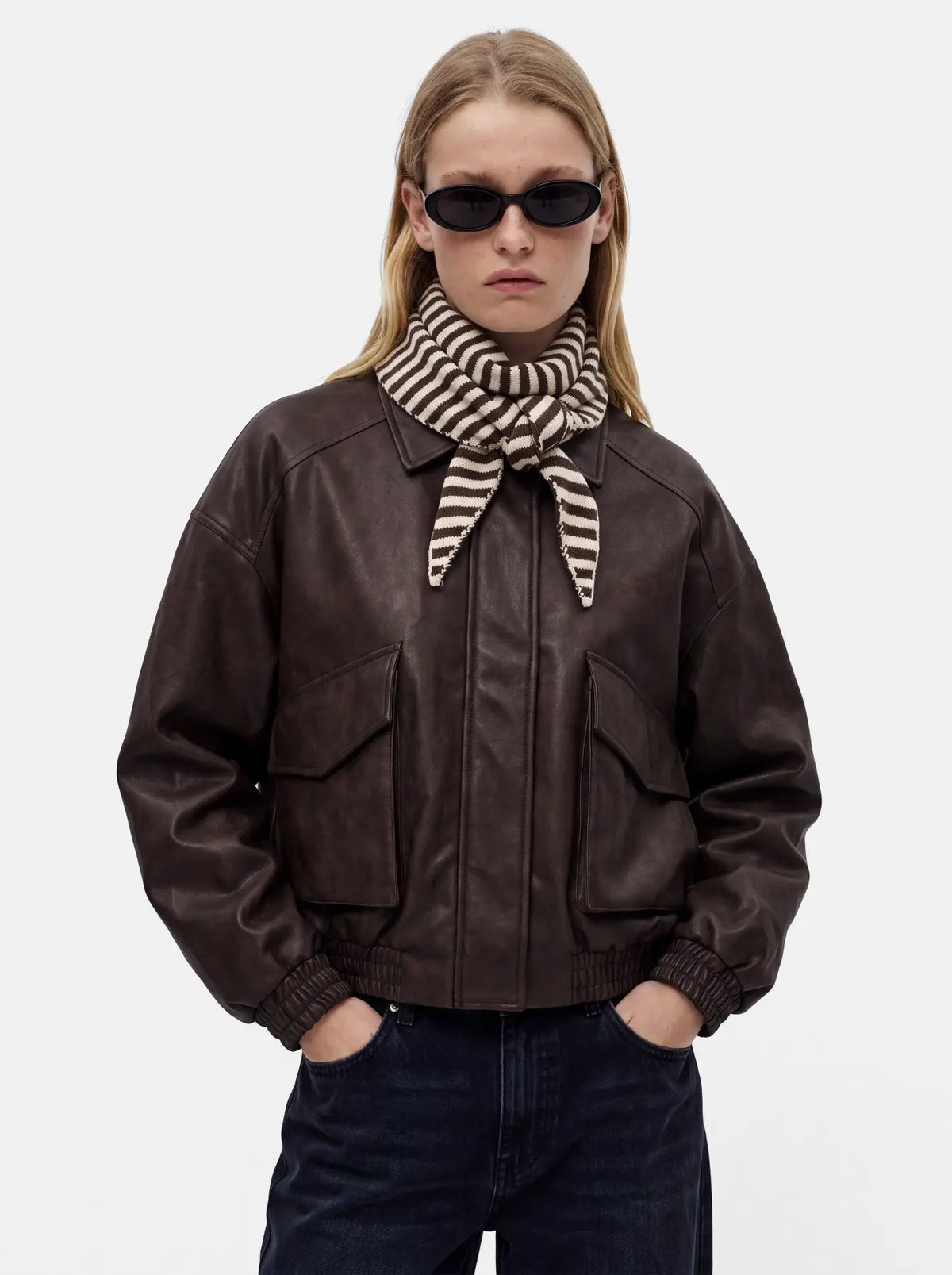 Pieces | Sjaaltje Komma Triangle hot fudge & beige Noos