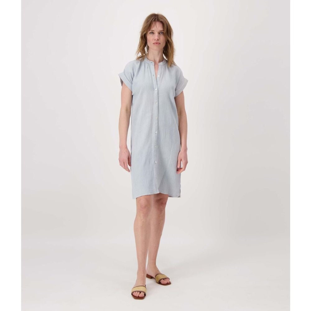Zusss | Doorknoop jurk mousseline vergrijsd blauw new