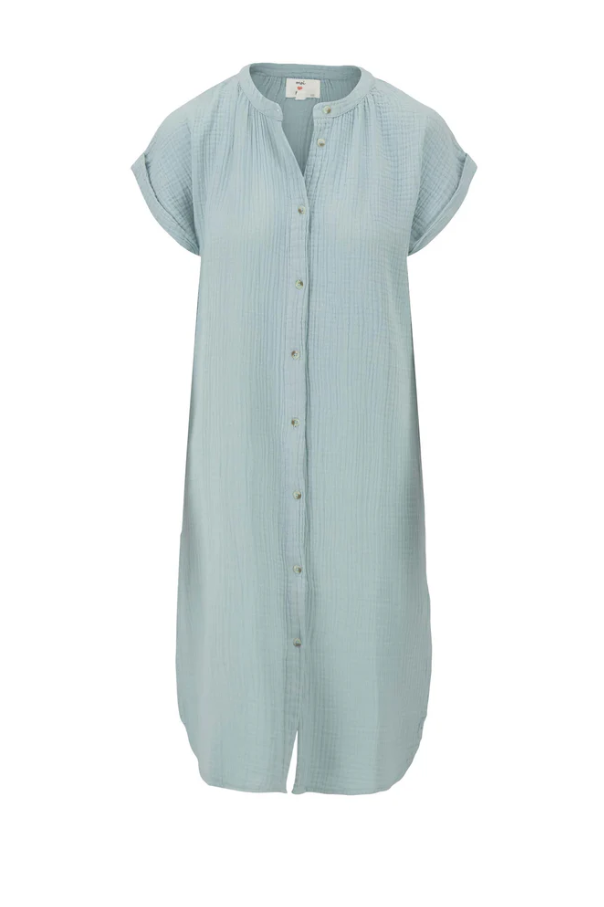 Zusss | Doorknoop jurk mousseline vergrijsd blauw new