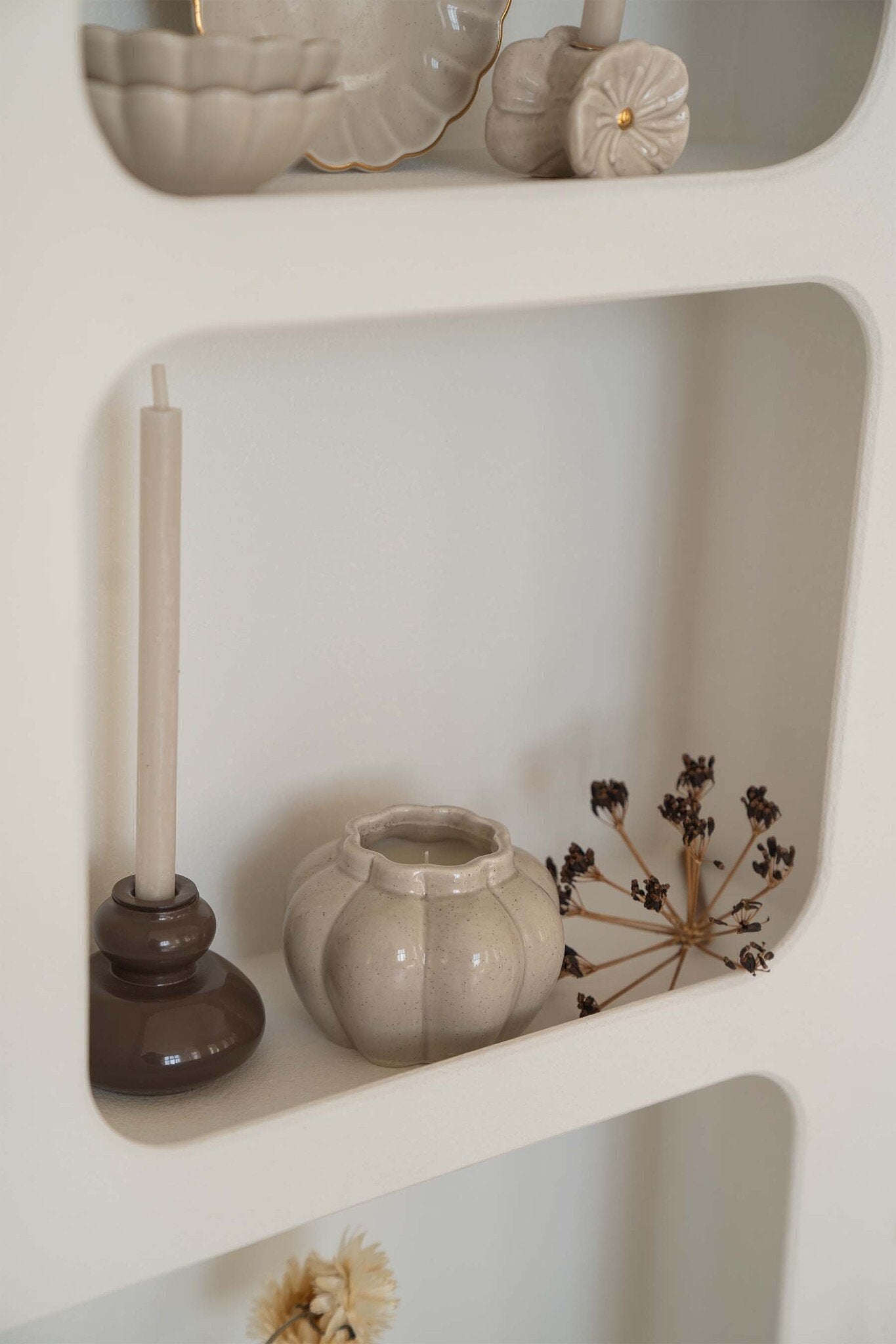 Zusss | Kandelaar glas warm grijs 5cm