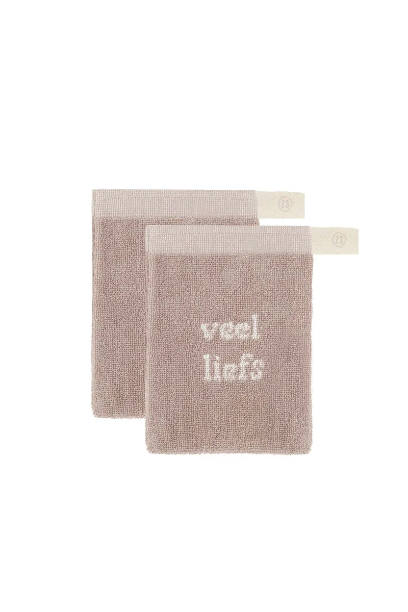 Zusss | Washandjes veel liefs leem/off white - set2